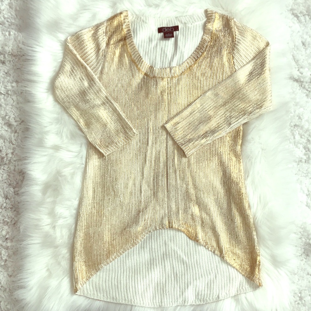 Metallic Gold DEB high/ low sweater